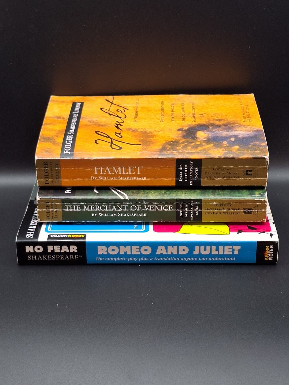 High School Shakespeare Book Lot 3 Hamlet Merchant of Venice Romeo & Juliet